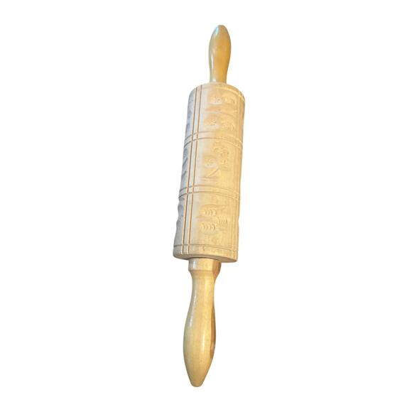 Vintage Springerle Wooden Rolling Pin Cookie Stamp Press Mold Scandinavian - Picture 6 of 6